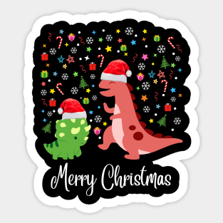 Funny Christmas Dinosaur T-Shirt Sticker